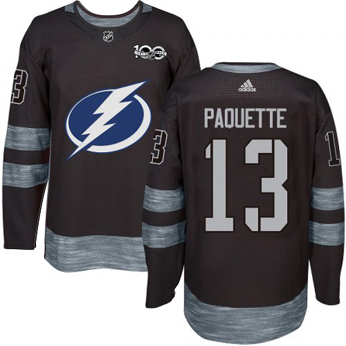 Cheap Adidas Tampa Bay Lightning Men 13 Cedric Paquette Black 1917-2017 100th Anniversary Stitched NHL Jersey